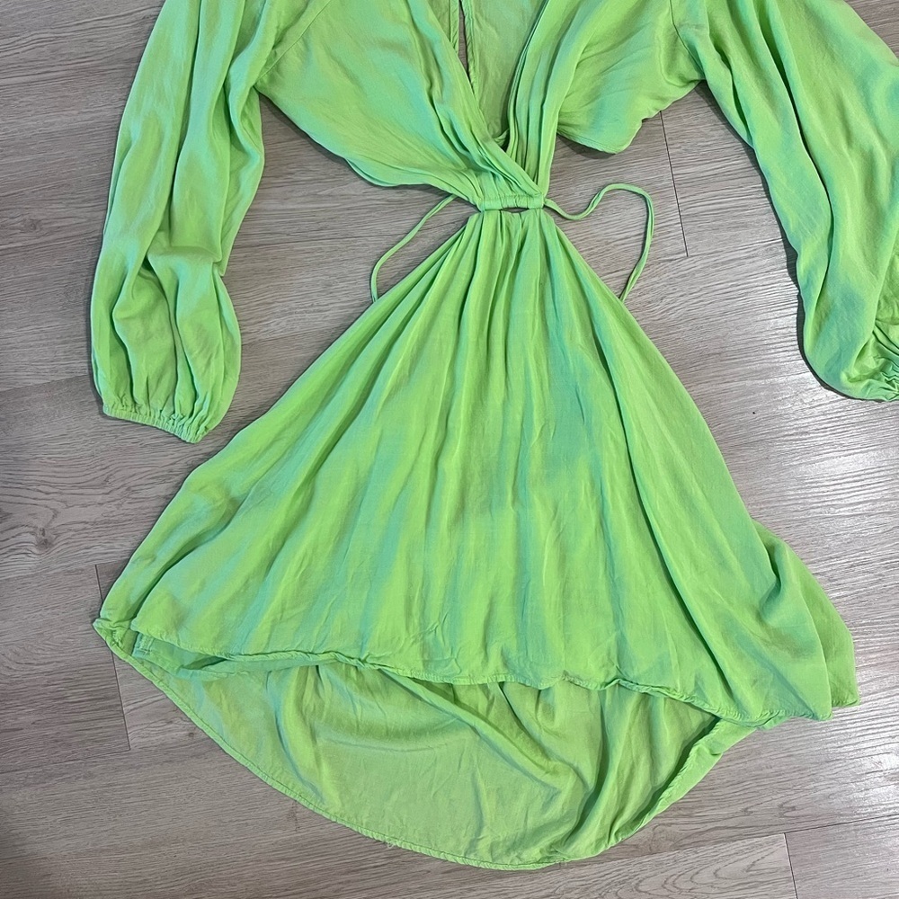 Lulus Lime Green Long Sleeve Cutout  Dress Size Large - Picture 11 of 12